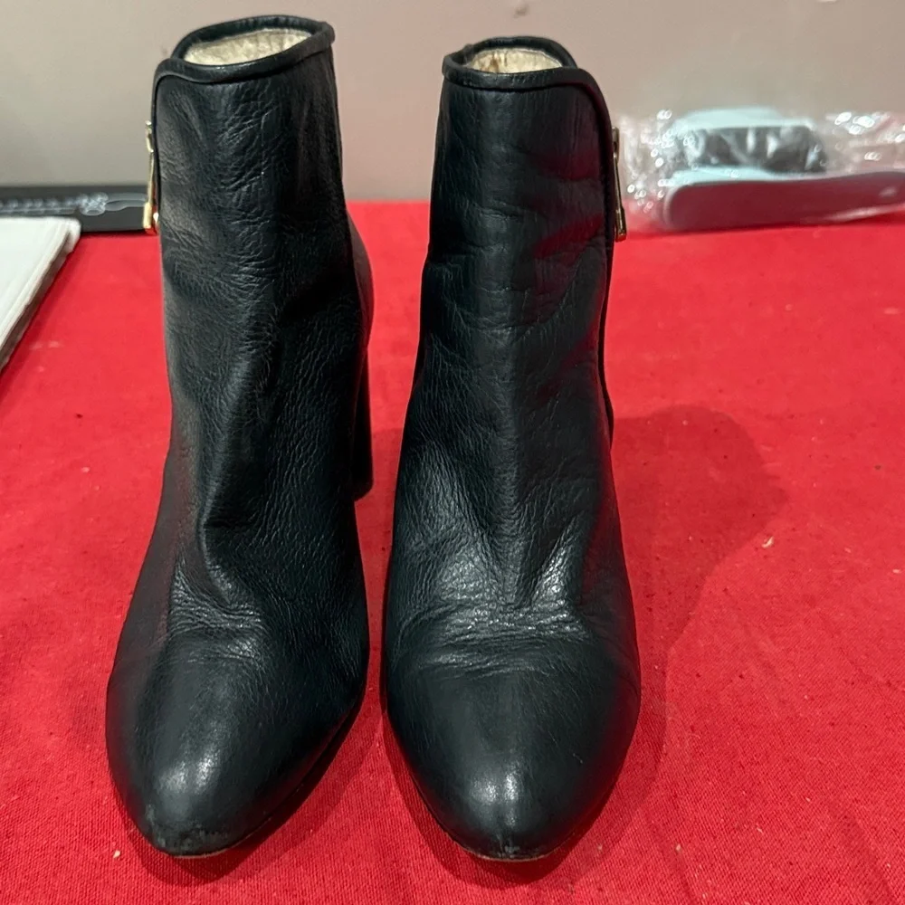 Louise et Cie Black Ankle Booties with Gold Zipper